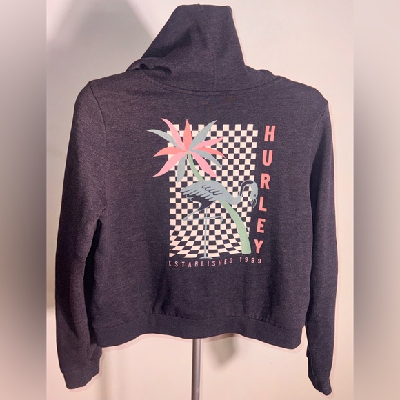 Hurley Women's Charcoal Hoodie with Pink Accents - Picture 6 of 6